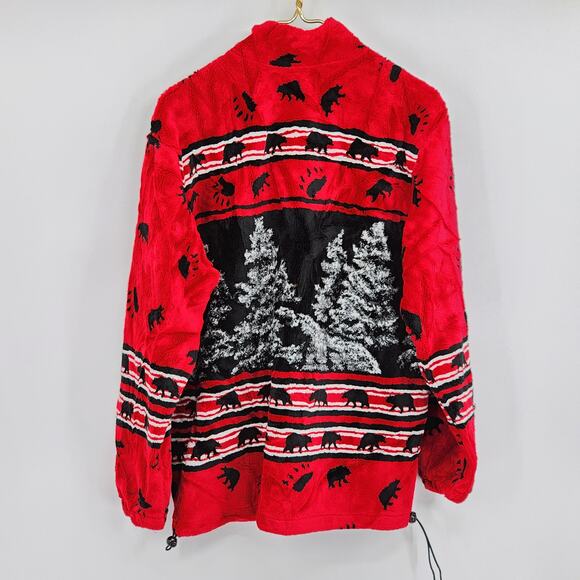 Vtg Art Unlimited Soft Sherpa Alaska Jacket Sweater Mens Sz Medium Zip Bear - Picture 4 of 7